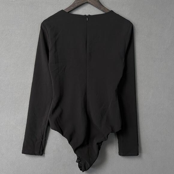 New ZARA Eyelet Lace-up Black Bodysuit Long Sleeve Medium Stretchy - Picture 2 of 14
